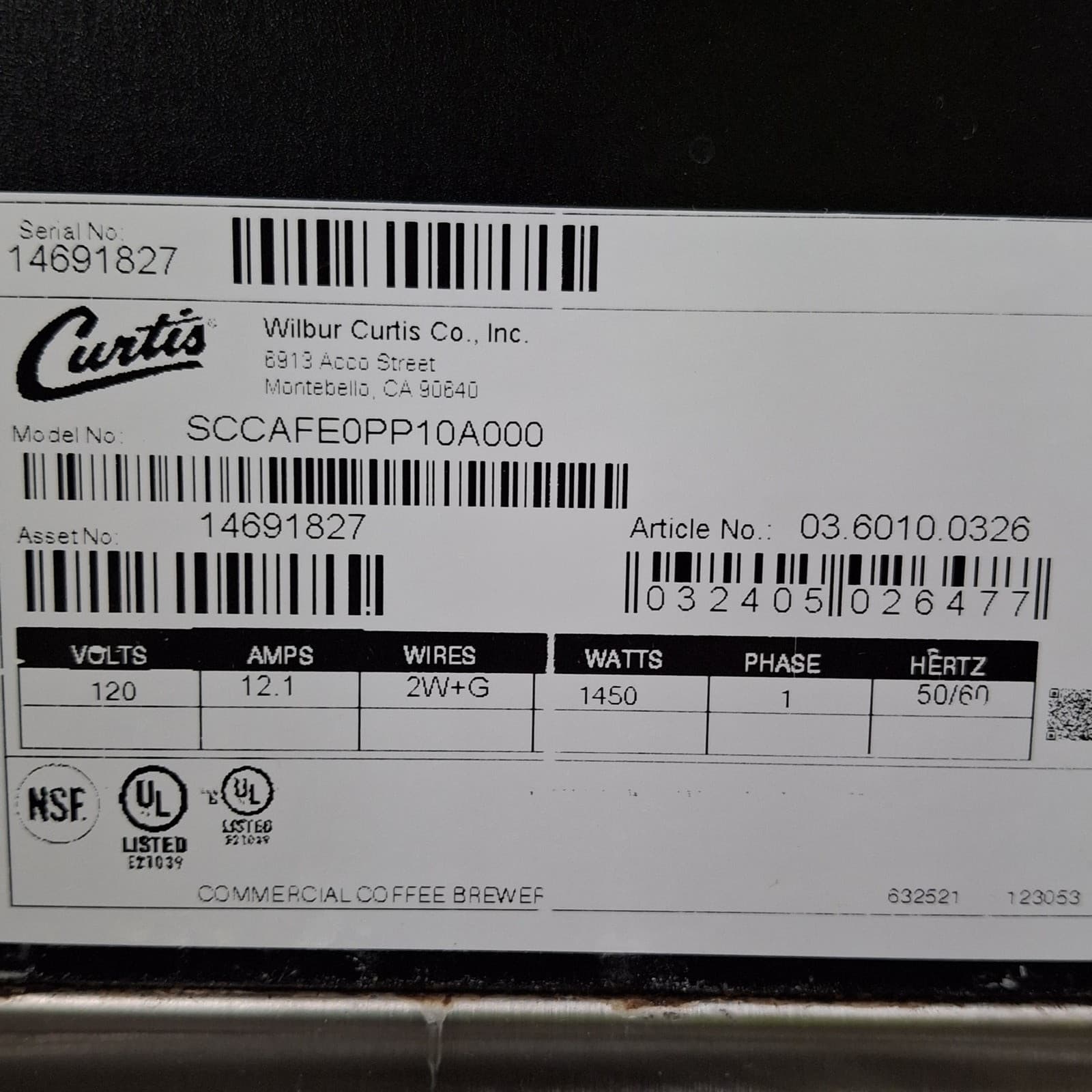 Curtis SCCAFE0PP10A000 Coffee Brewer 6