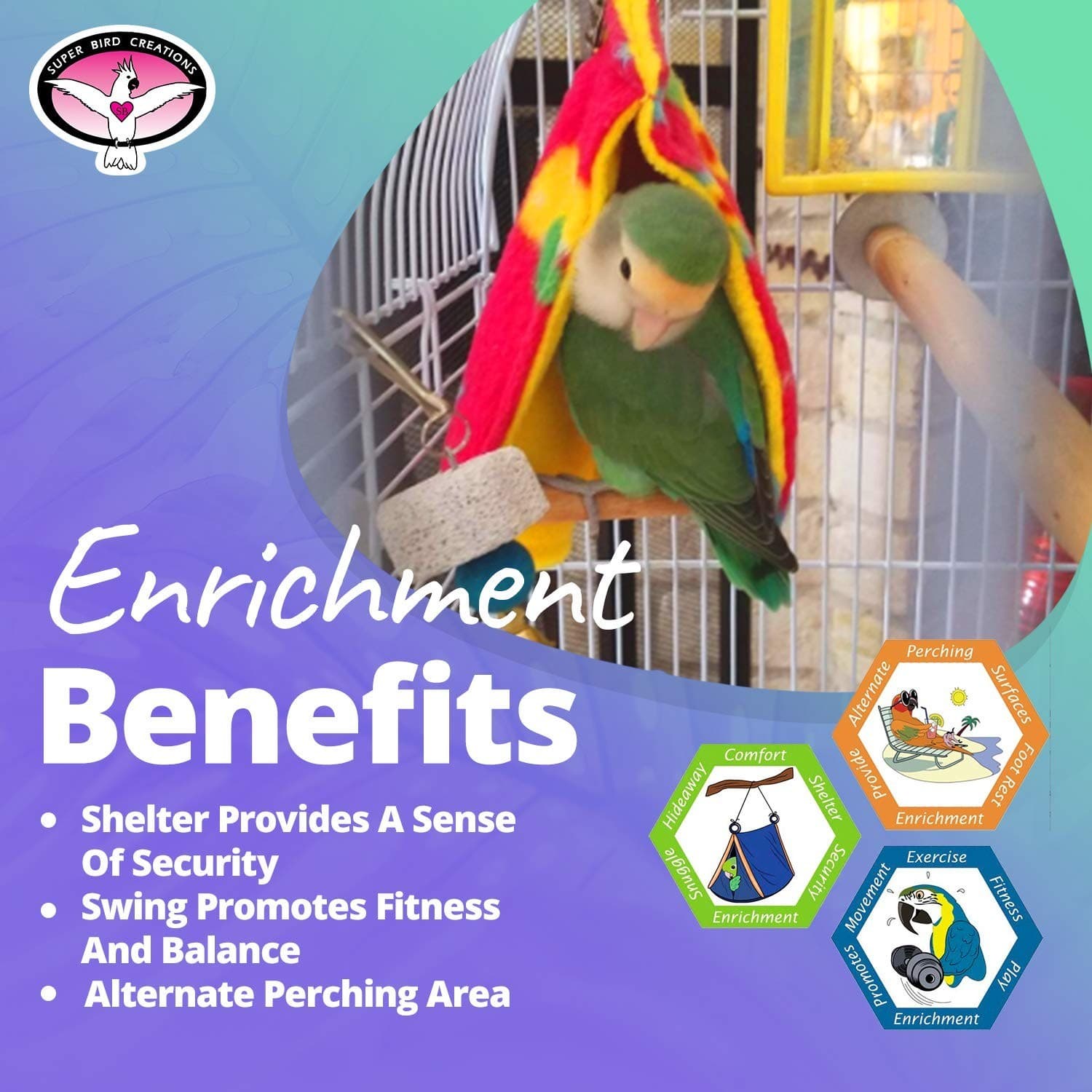 Super Bird Creations SB473 Peekaboo Perch Tent for Small Birds, Bird Bed & Pa... 5