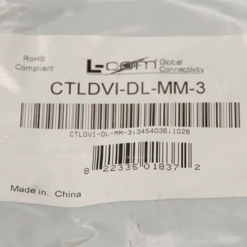 Lot of 6 NEW L-COM Global Connectivity CTLDVI-DL-MM3 DVI Cables 3' 2