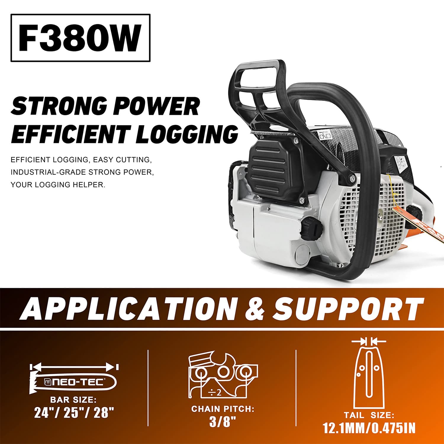 72cc Gas Chainsaw Power Head Compatible with MS381 MS380 038 without Bar Chain 2
