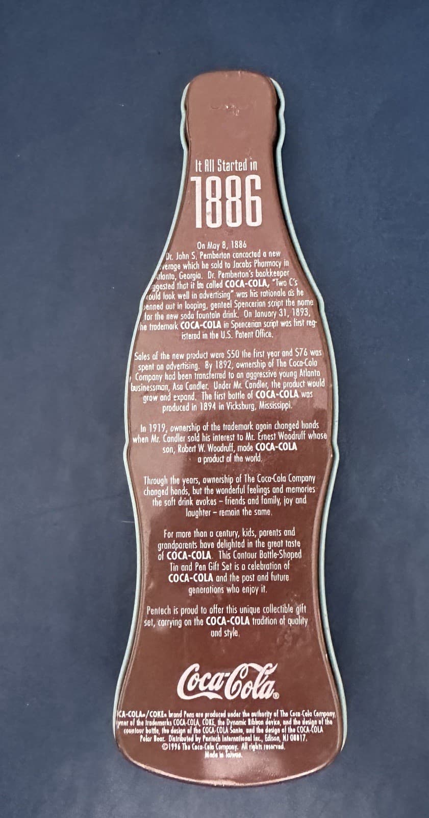 Collectible 1996 Coca Cola Tin Embossed Coke Bottle Shaped Container Stash Box 4