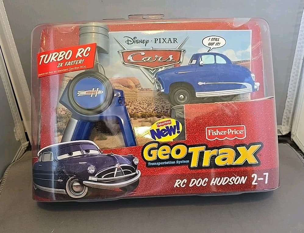 NEW Sealed 2009 Fisher Price Disney Pixar Cars GeoTrax RC Doc Hudson 2-7 Turbo