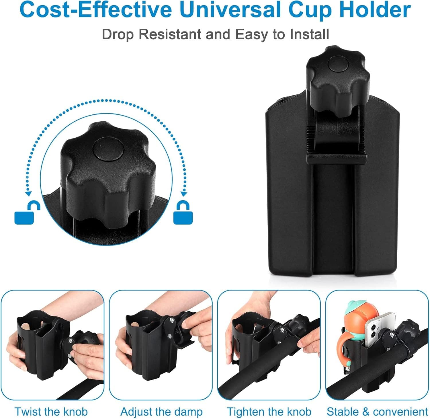 Accmor Stroller Cup Holder with Phone Holder, Universal black  5