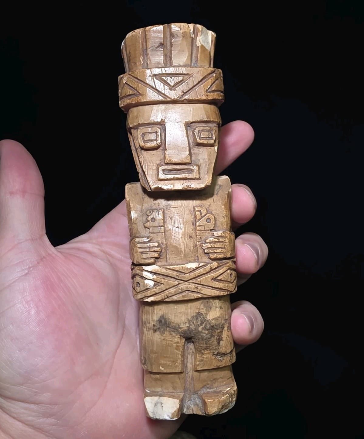 Vintage 6” Hand-Carved Tiahuanaco Style Stone Figure – Pre-Columbian...