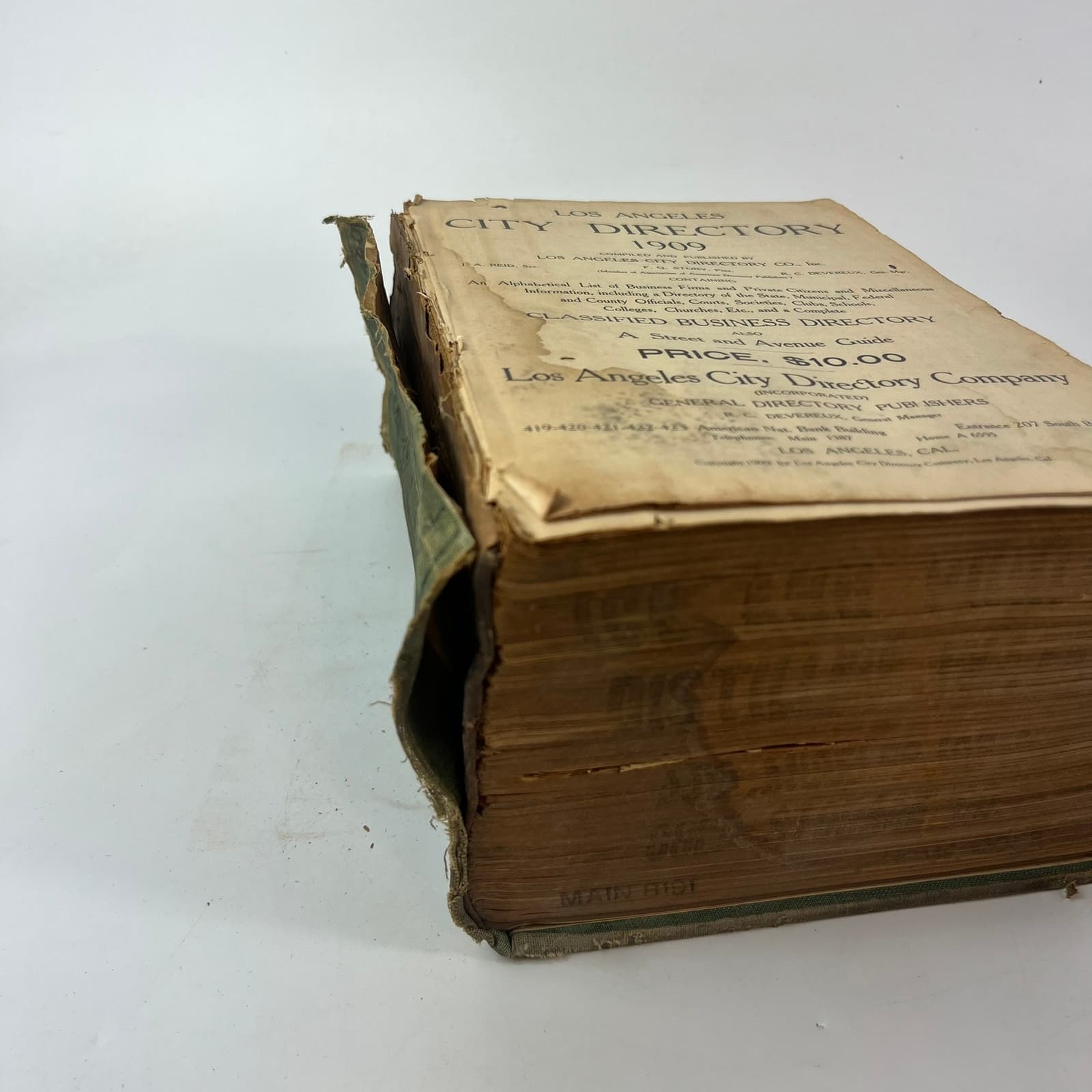 1909 Los Angeles CA City Directory POOR Ancestry Genealogy Antique Vtg Reference 5