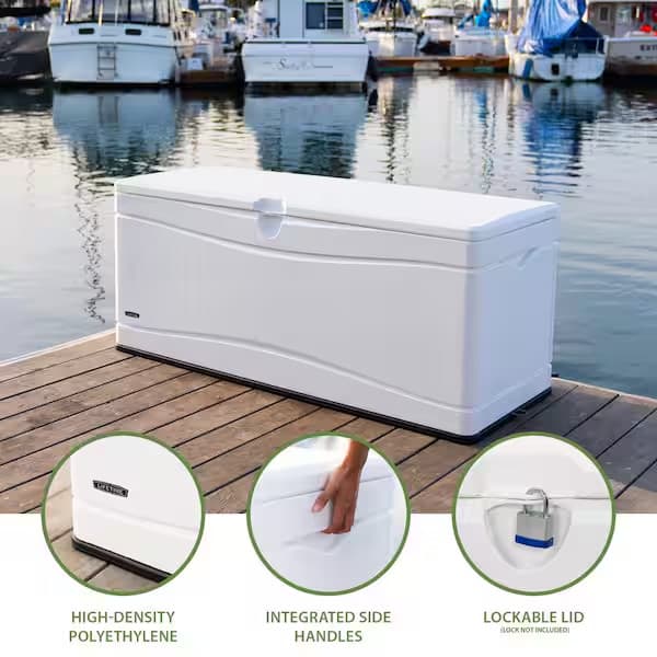 Resin Marine Dock Box Weather-Resistant with Handles and Lid Durable 130 Gal. 2