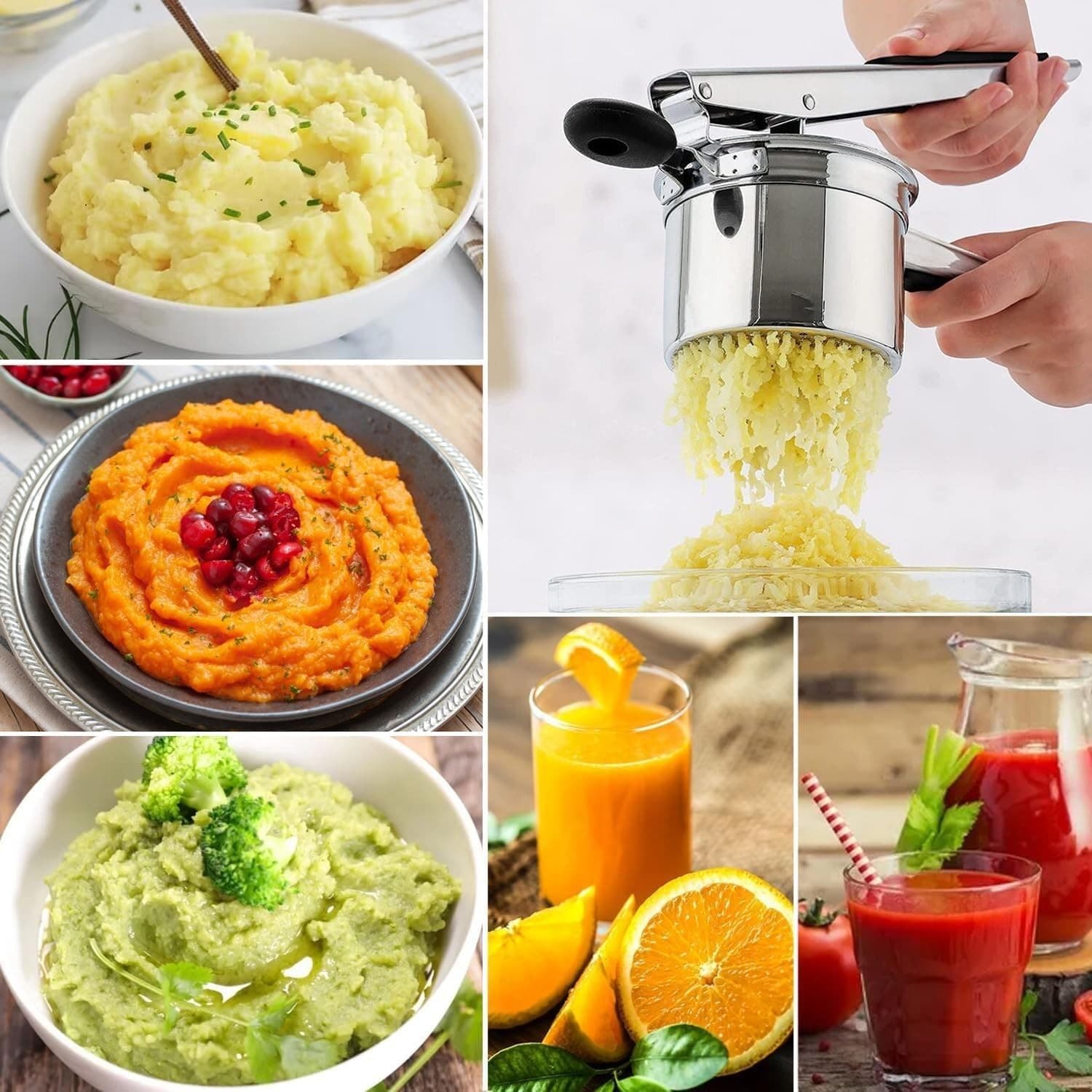 Potato Ricer, AITRAI Large 15oz Potato Ricer and Masher Heavy Duty Stainless Ste 6