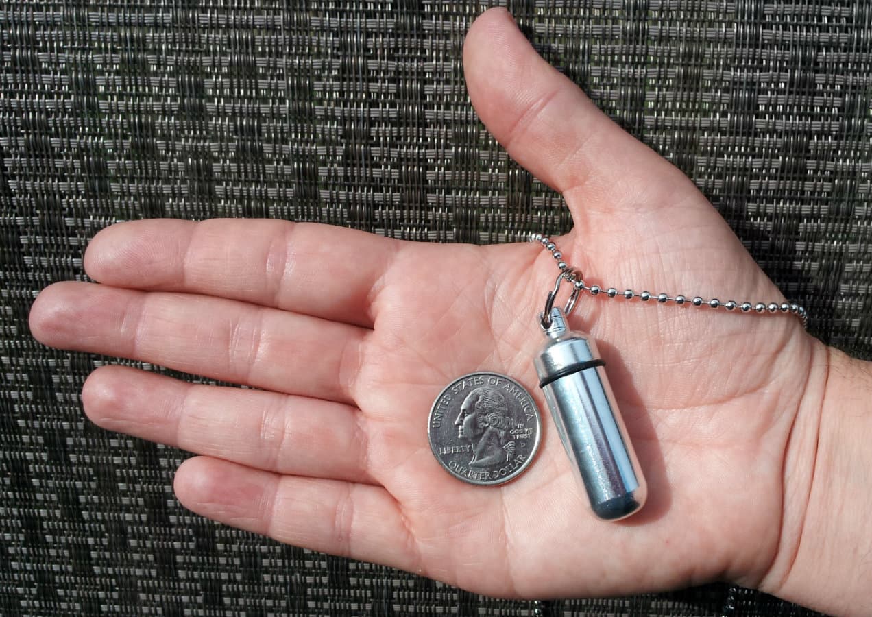 HOLLOW CROSS  2pc.Special Set - Anointing Oil Holder Necklace & Keychain w/Pouch 3