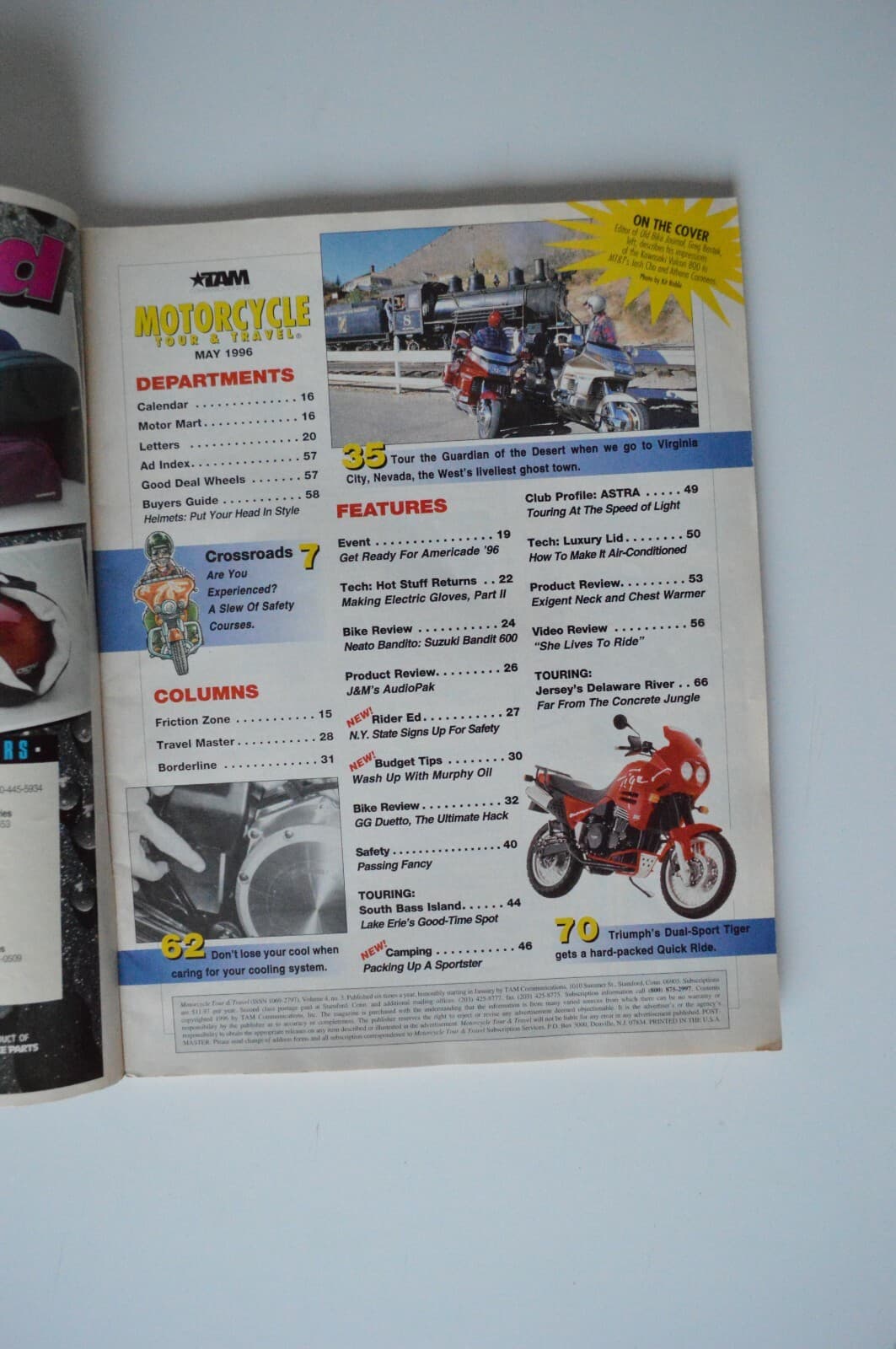 MOTORCYCLE Tour & Travel May 1996 Lake Erie Delaware River Virginia City 2