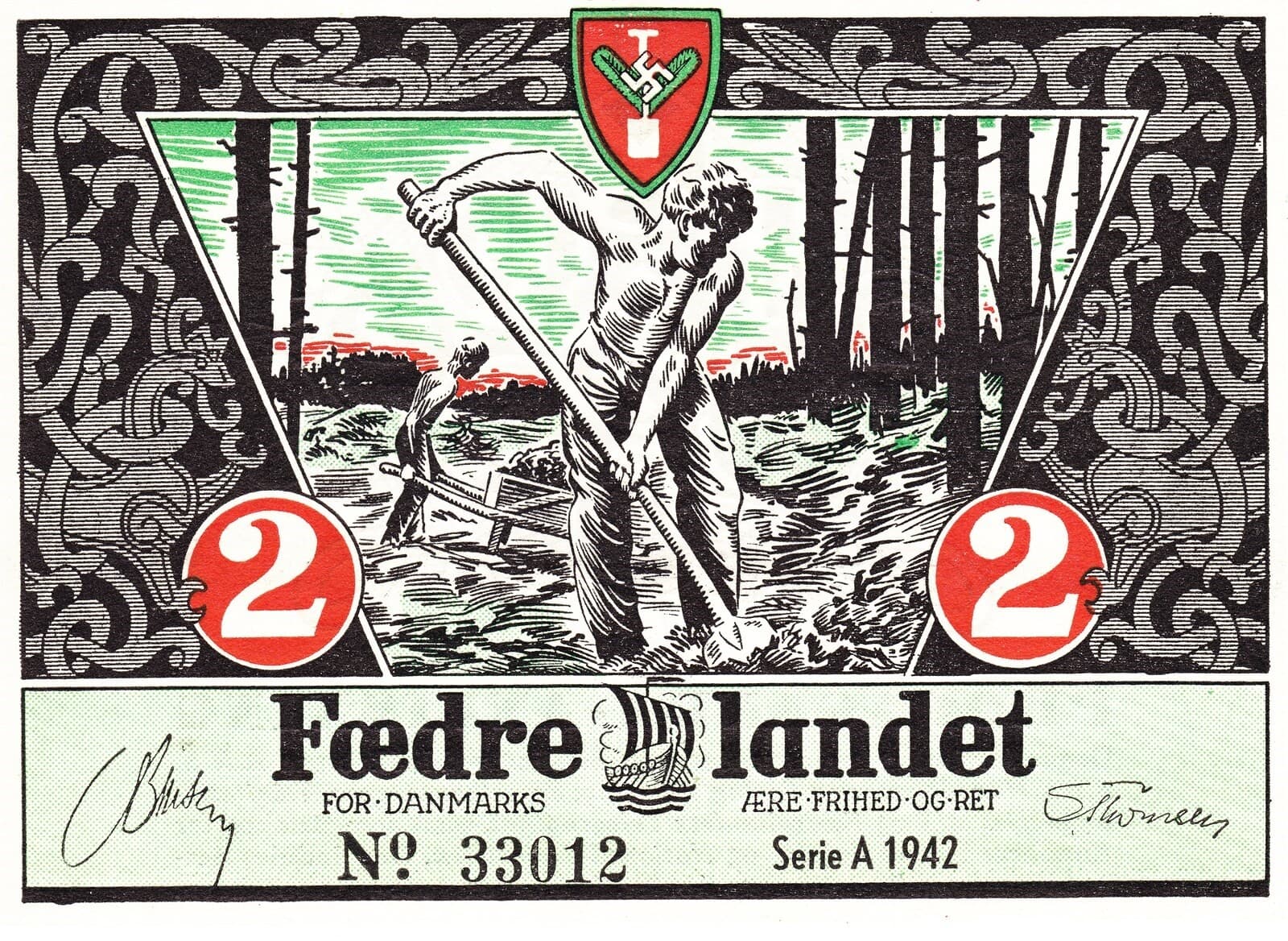 Currency Denmark 1942 WW2 Danish Legion Feldpost War Occ Set Unc AUTHENTIC!!! 4