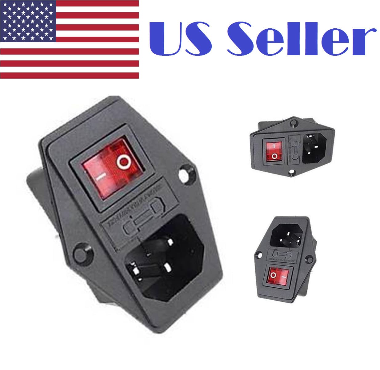 10A 120V Inlet Module Plug Fuse Switch Male Power Socket IEC320  + 7 Terminals 3