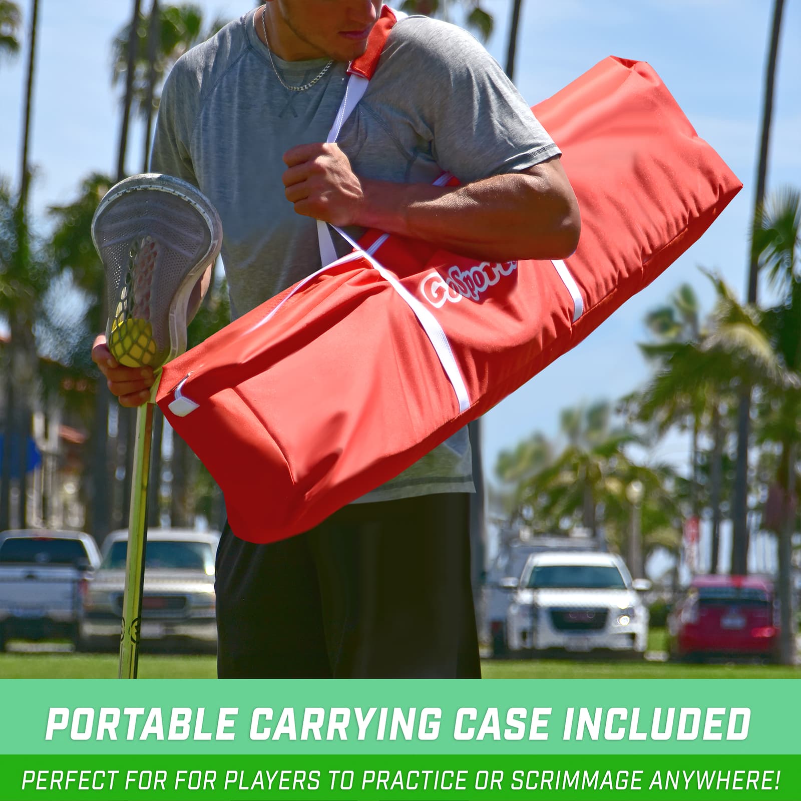 GoSports Regulation Size 6' x 6' Portable Lacrosse Net - Bow Style Frame w/Case 6
