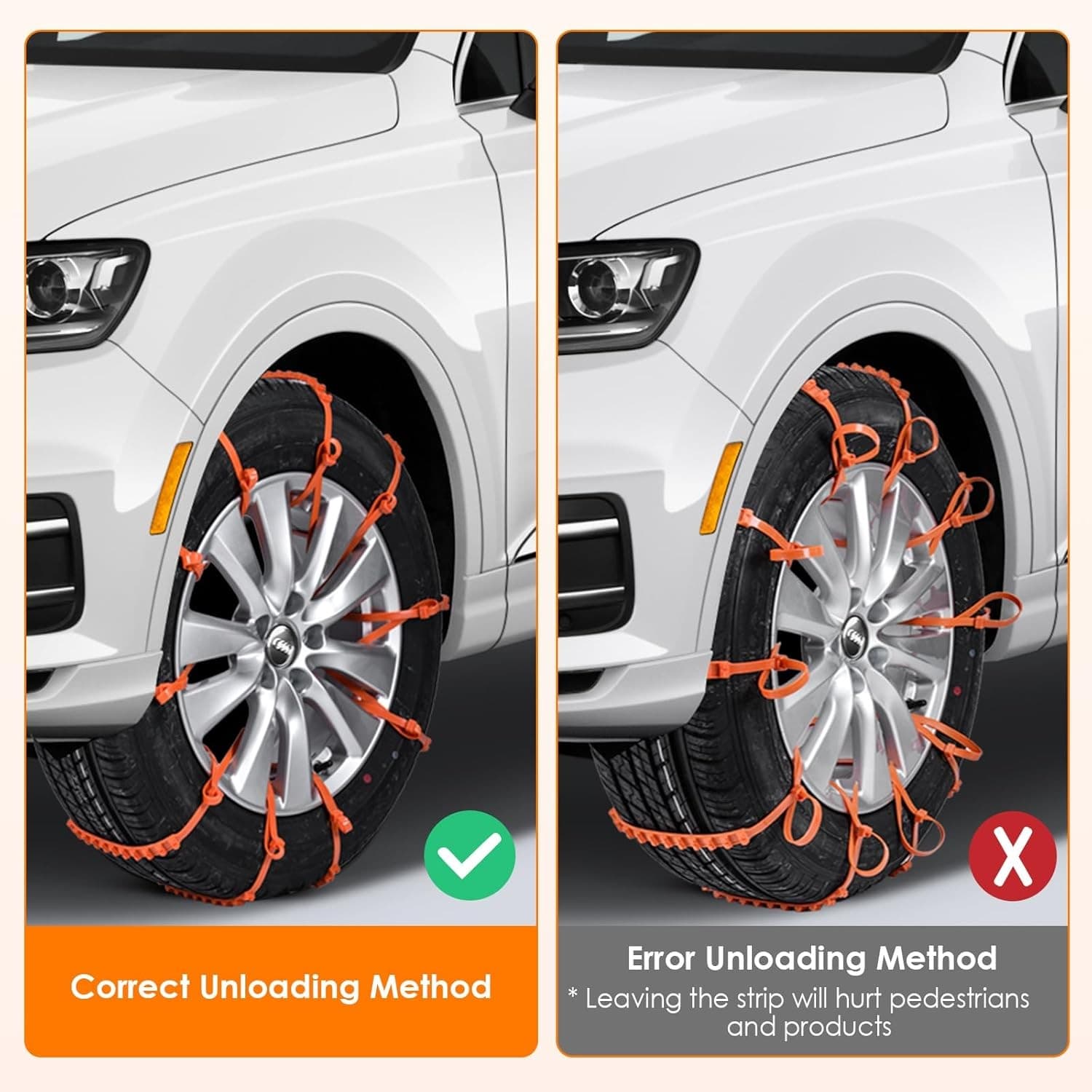 Snow Chains Tire Chains for Car, Trucks, SUV Universal Emergency Snow Tir 4