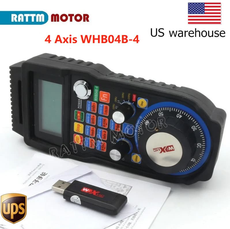 【USA】4 Axis MPG Wireless Handwheel USB Receiver MACH3 Control For CNC Machine