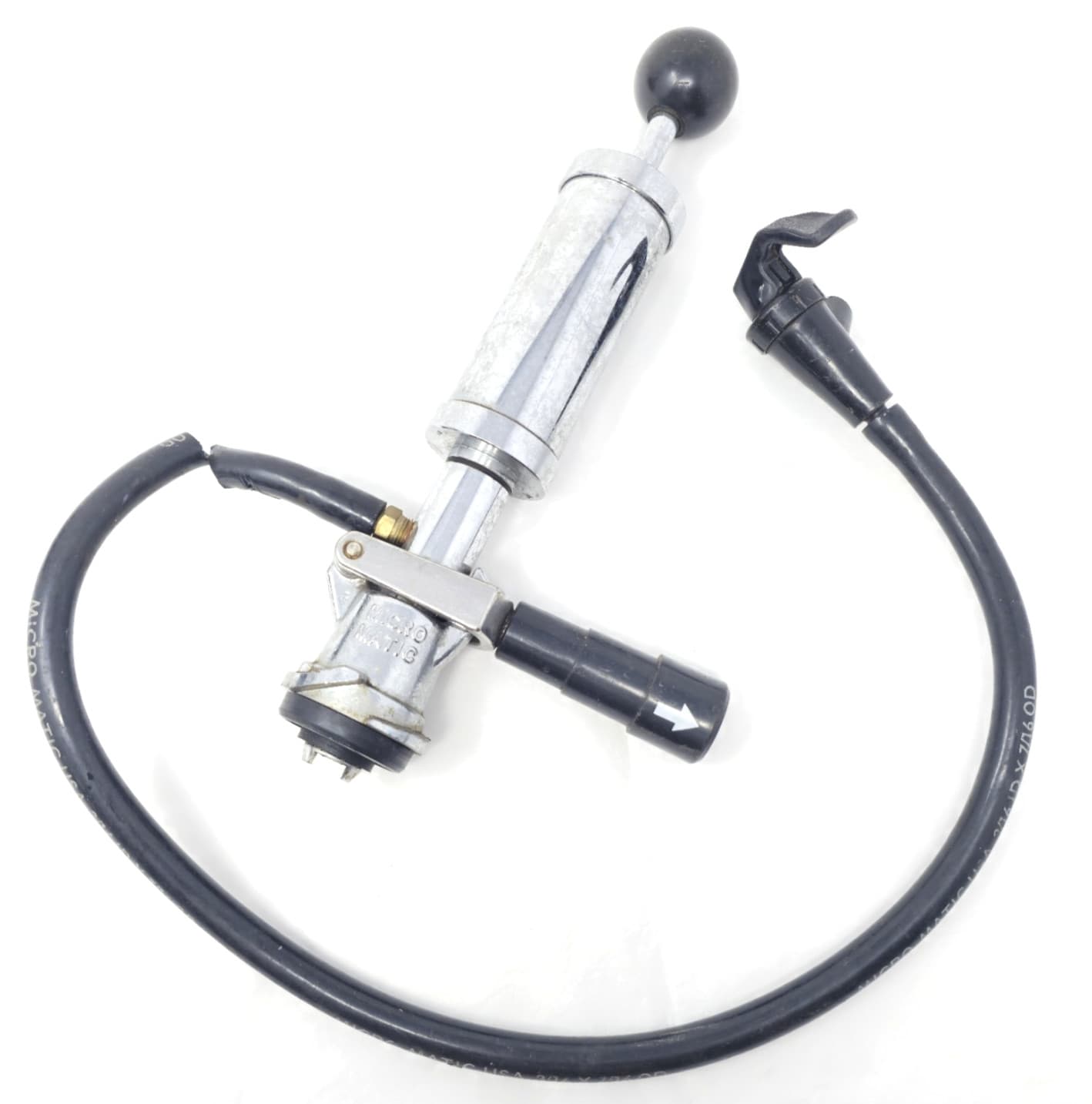 Micro Matic Chrome Keg Beer Tap Hand Pump - D System Sankey Coupler - Needs Hose