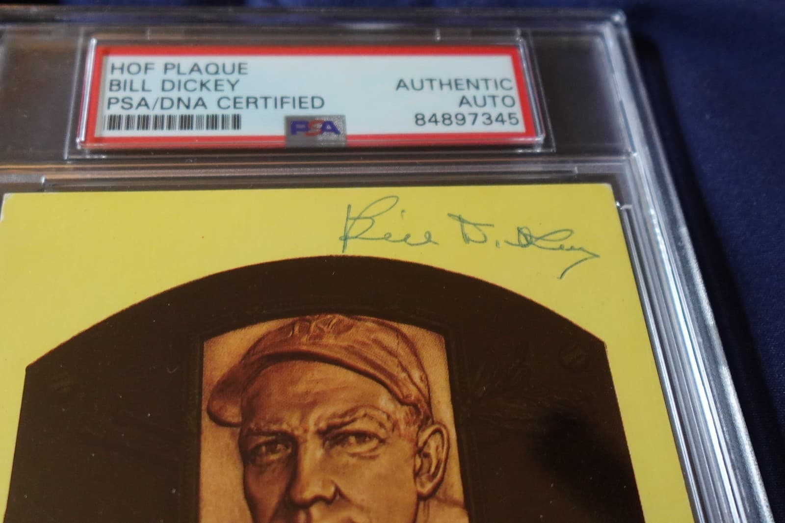 Bill Dickey New York Yankees Baseball HOFer Autographed Plaque Postcard PSA SLAB 2