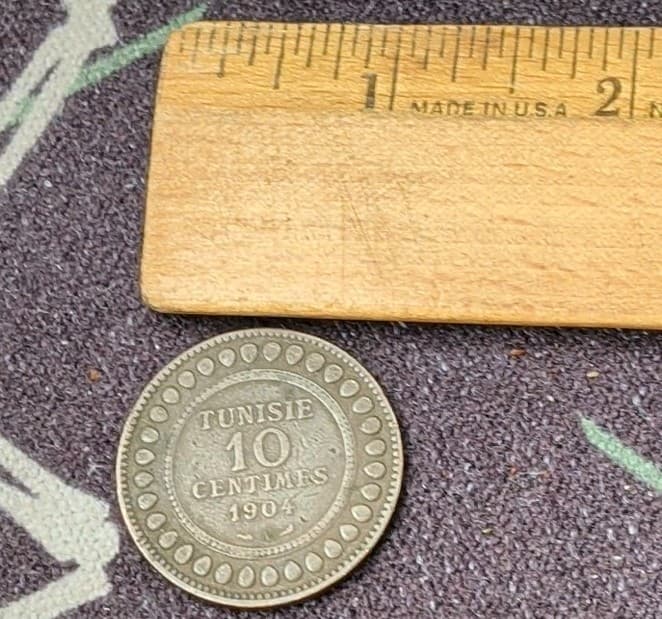 Antique 1904 A Tunisia Tunisie 10 Centimes Copper Coin Large French Colonisation 3