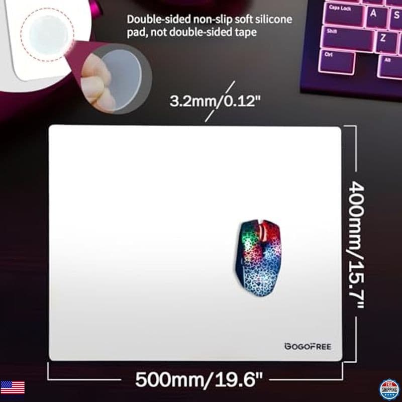 Glass Mousepad with Hard Surface for Gaming, Ultra Smooth Mouse Mat, Premium 4
