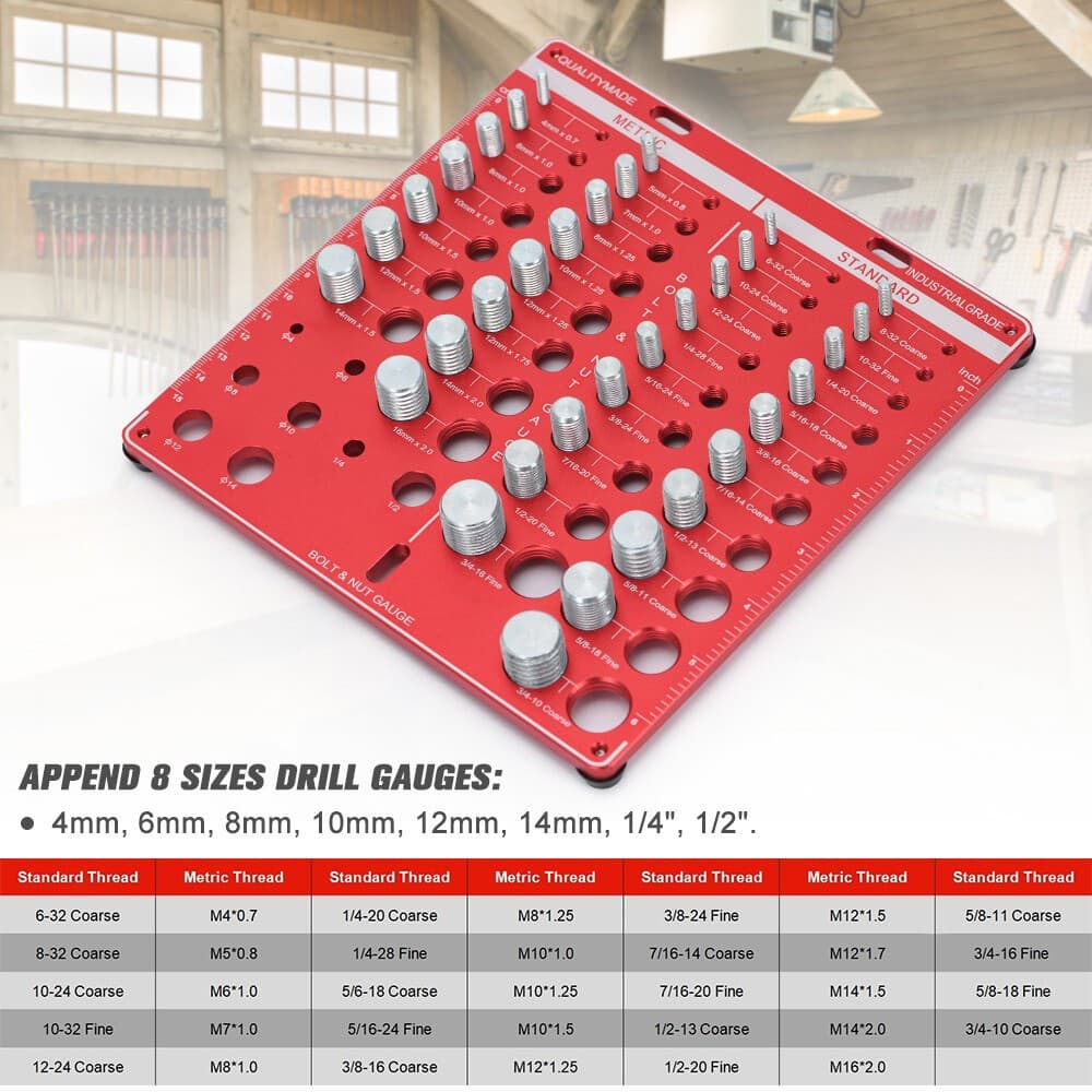 34 Standard and Metric Nut and Bolt Thread Checker Bolt & Nut Identifier Gauge 5