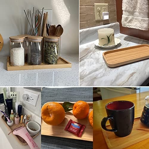 Bamboo Vanity Tray Bamboo Tray Rack Bathroom Counter Tray for Organizing Decor  6