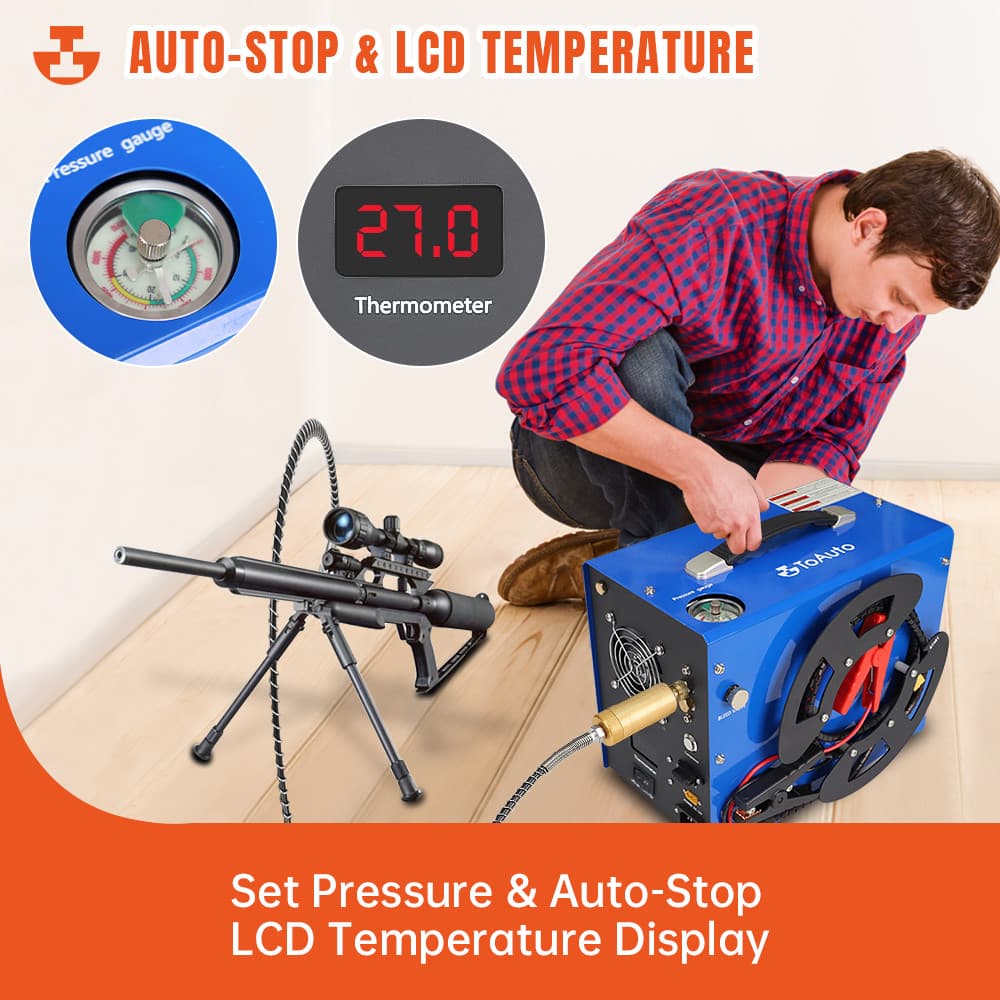 30MPA High Pressure Pump Airgun Rifle PCP Air Compressor 4500PSI Auto Stop 110V 4