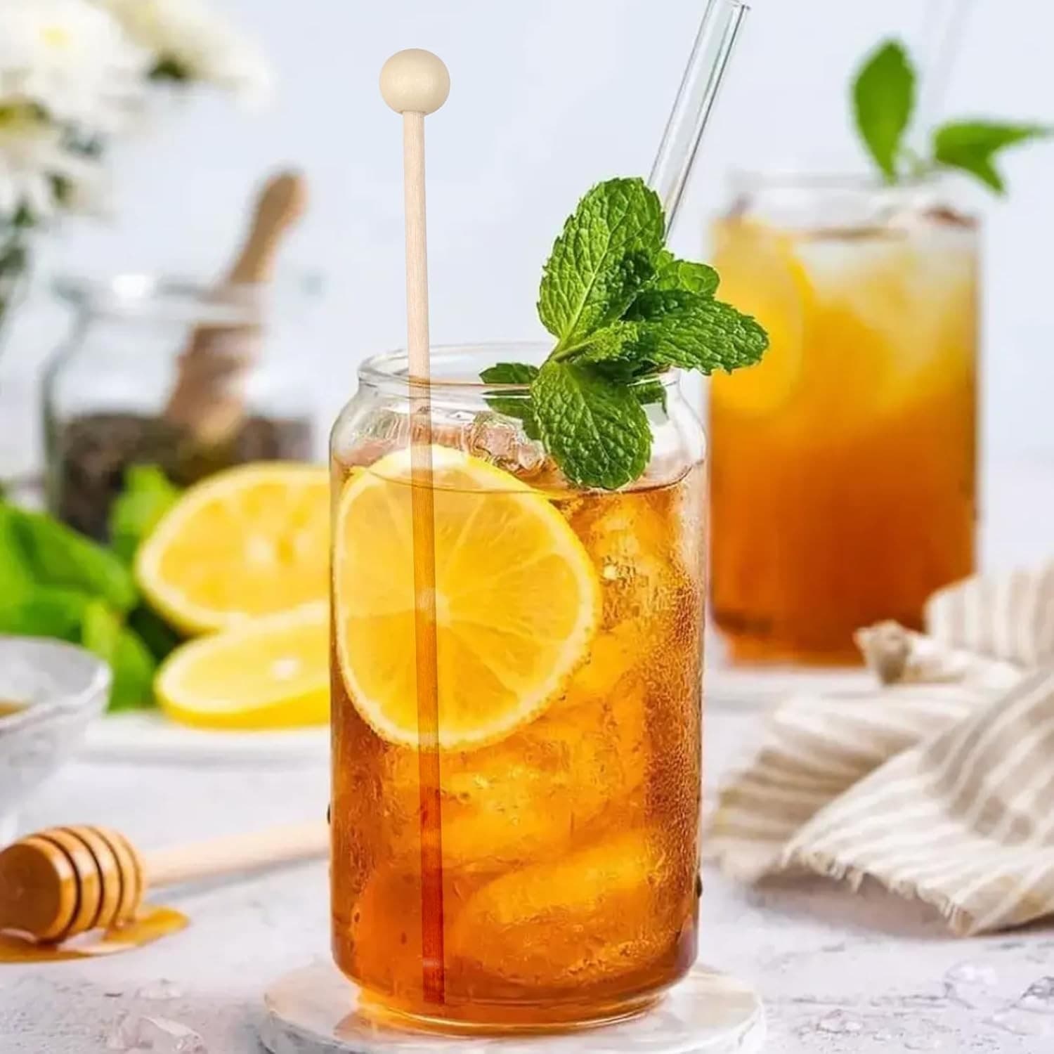 50 Pack Wooden Rock Candy Stick 6" Ball Head Cake Pop Coffee Drink Stirrer Stick 4