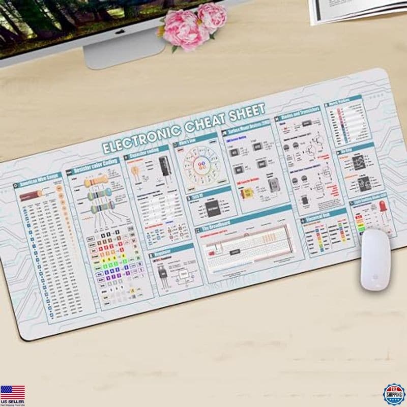 Electronic Cheat Sheet Mouse Mat, Electronic Mouse Pad, Large Gaming Desk Mat, 2