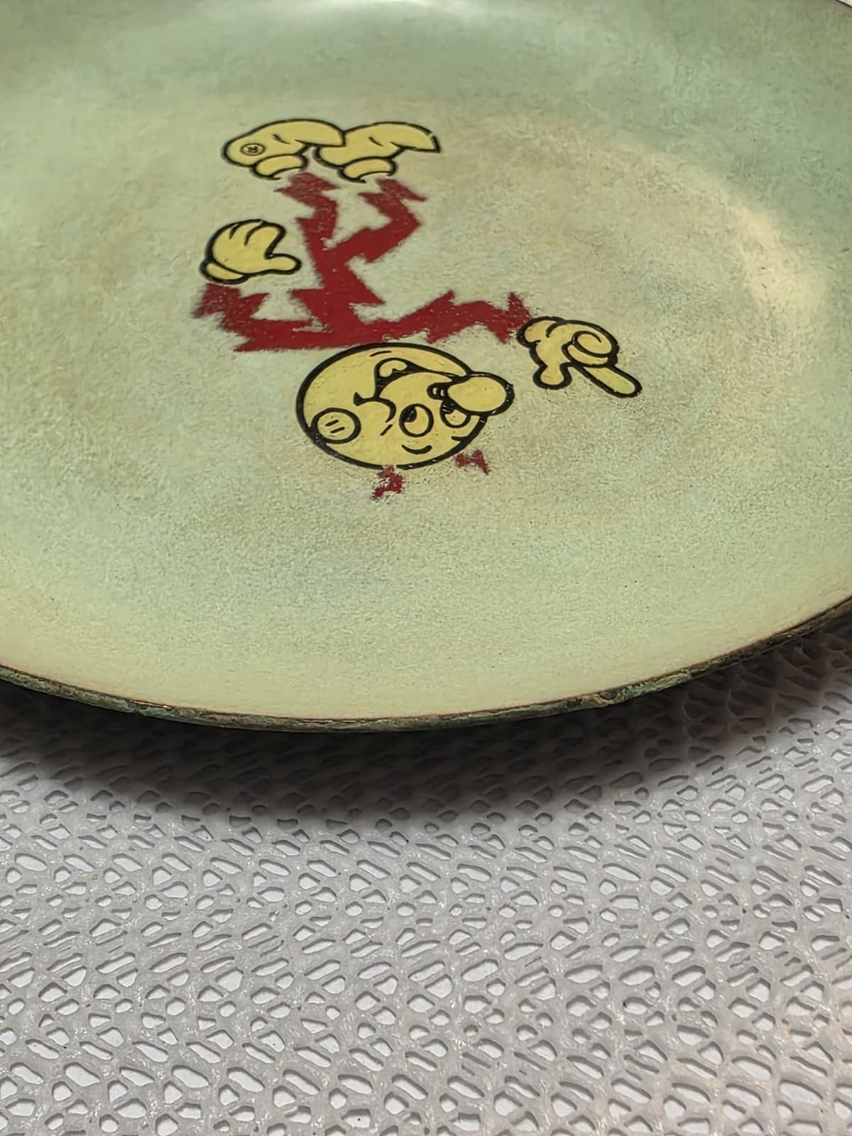 Extremely Rare REDDY KILOWATT 6"  Copper Enamel Plate. No Cracks Or Chips. 6