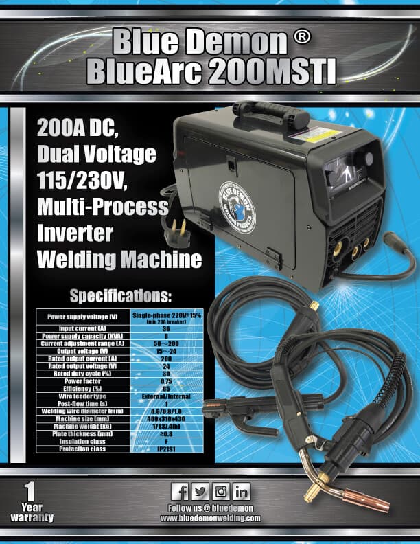 Welding Multi-Process DC Inverter 200MSTI Blue Demon 6