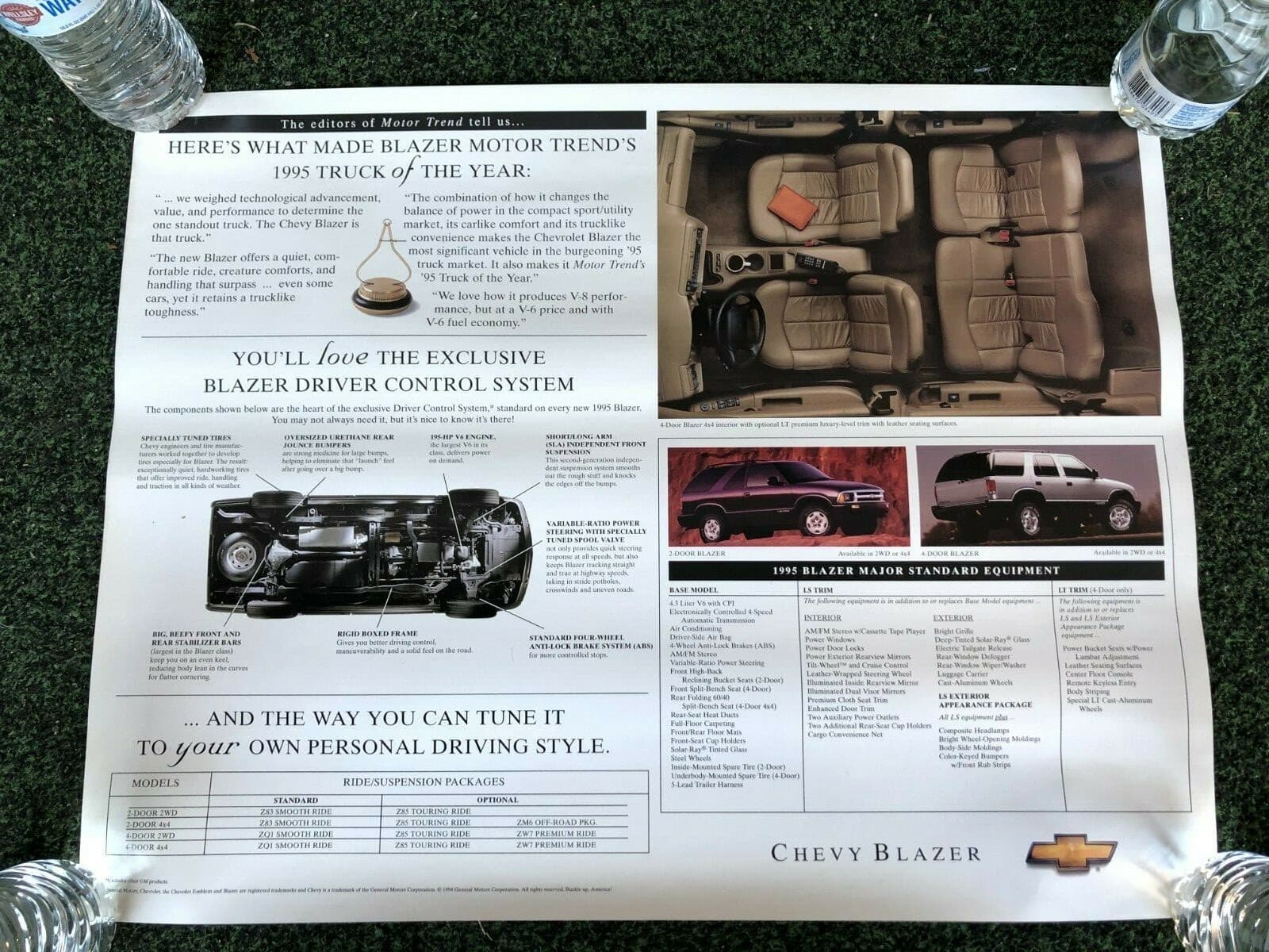 1995 Chevrolet Blazer Motor Trend 17x22 Poster Dealership 2 Sided 2