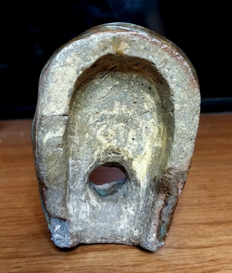 Heavy 3.5" Brutalist Ceramic Face Mask Sculpture Miniature Glazed Excellent!!! 5