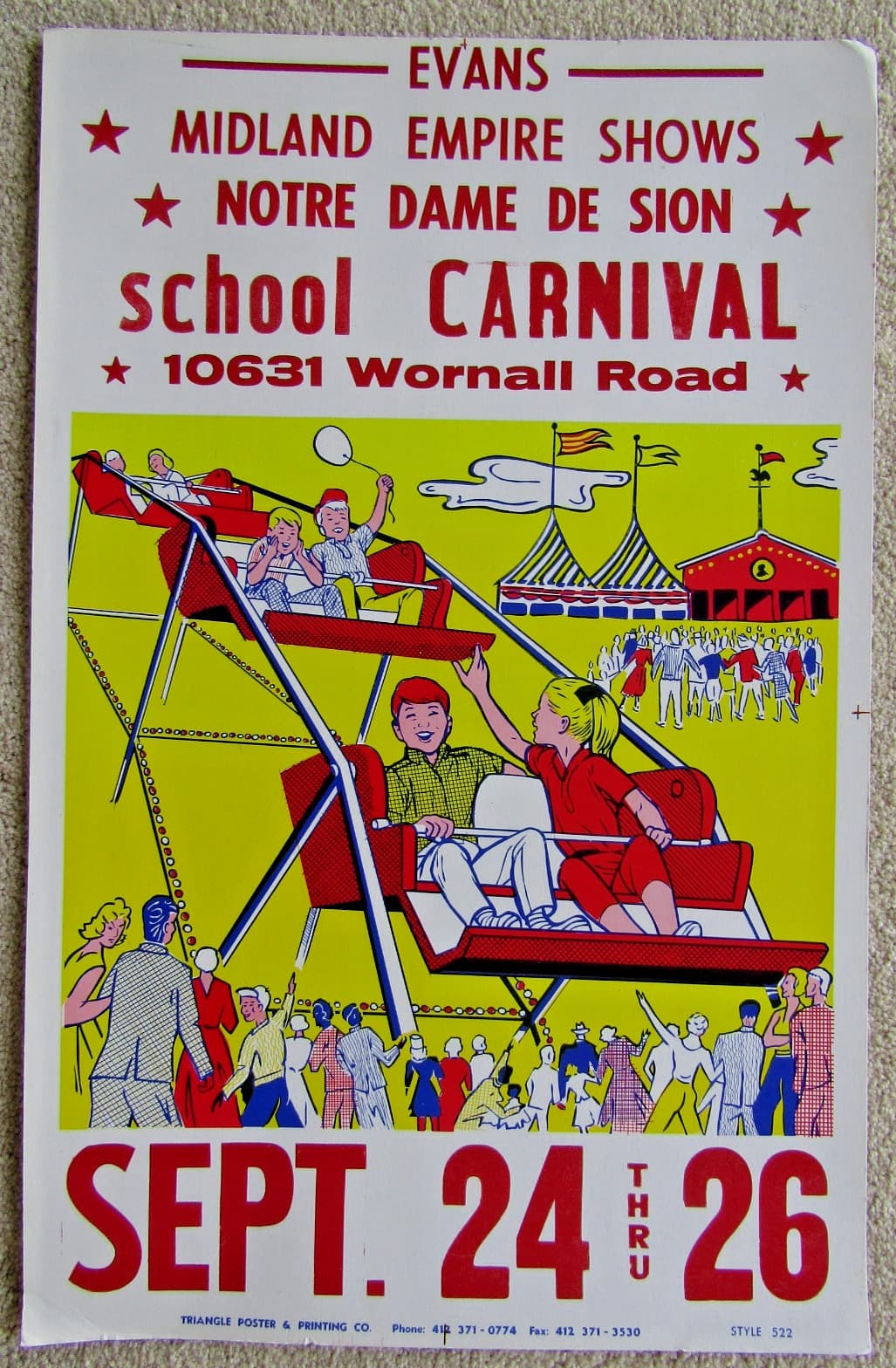 Vintage School Carnival Poster by Triangle Printing Co.