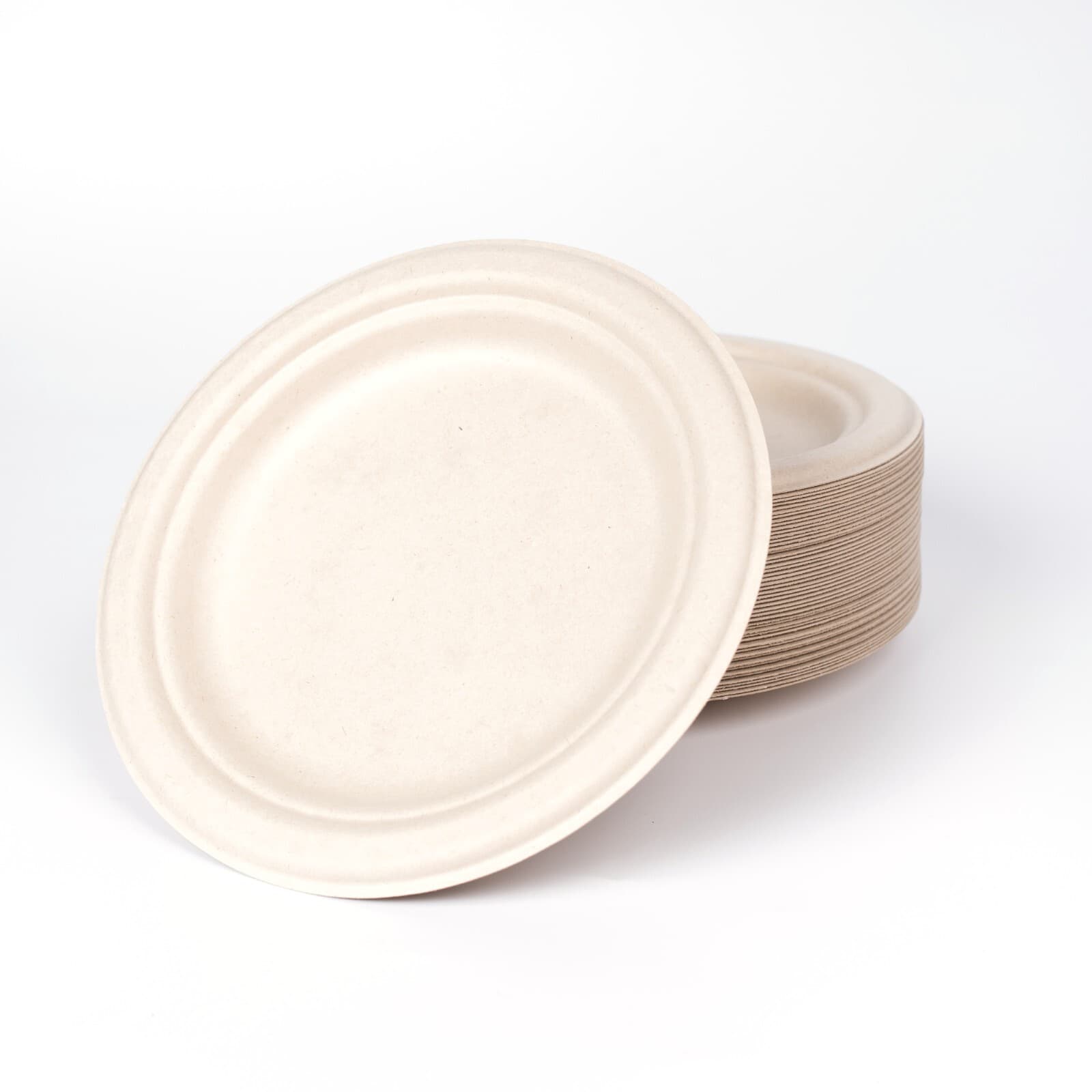 Compostable 6 Inch Plates - Disposable Natural SugarCane Bagasse Plates 5