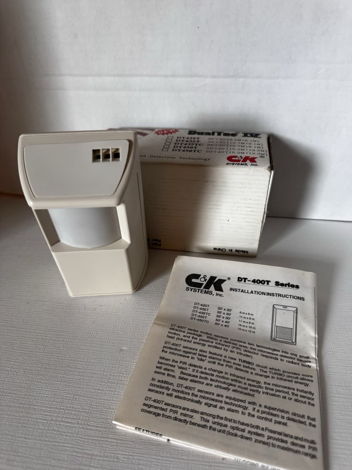 C&K Dual Tec IV DT450T Combo Microwave-Passive Infrared Motion Detector NOS