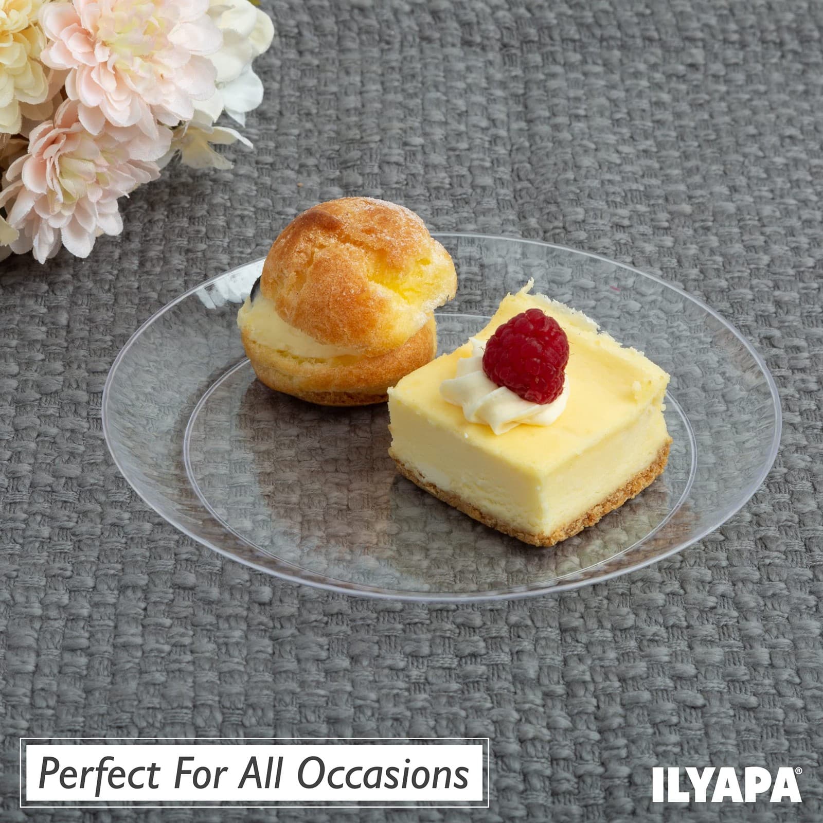 Ilyapa 100 Fancy Clear Plastic Plates, 6 Inch - Premuim Disposable Plastics 3