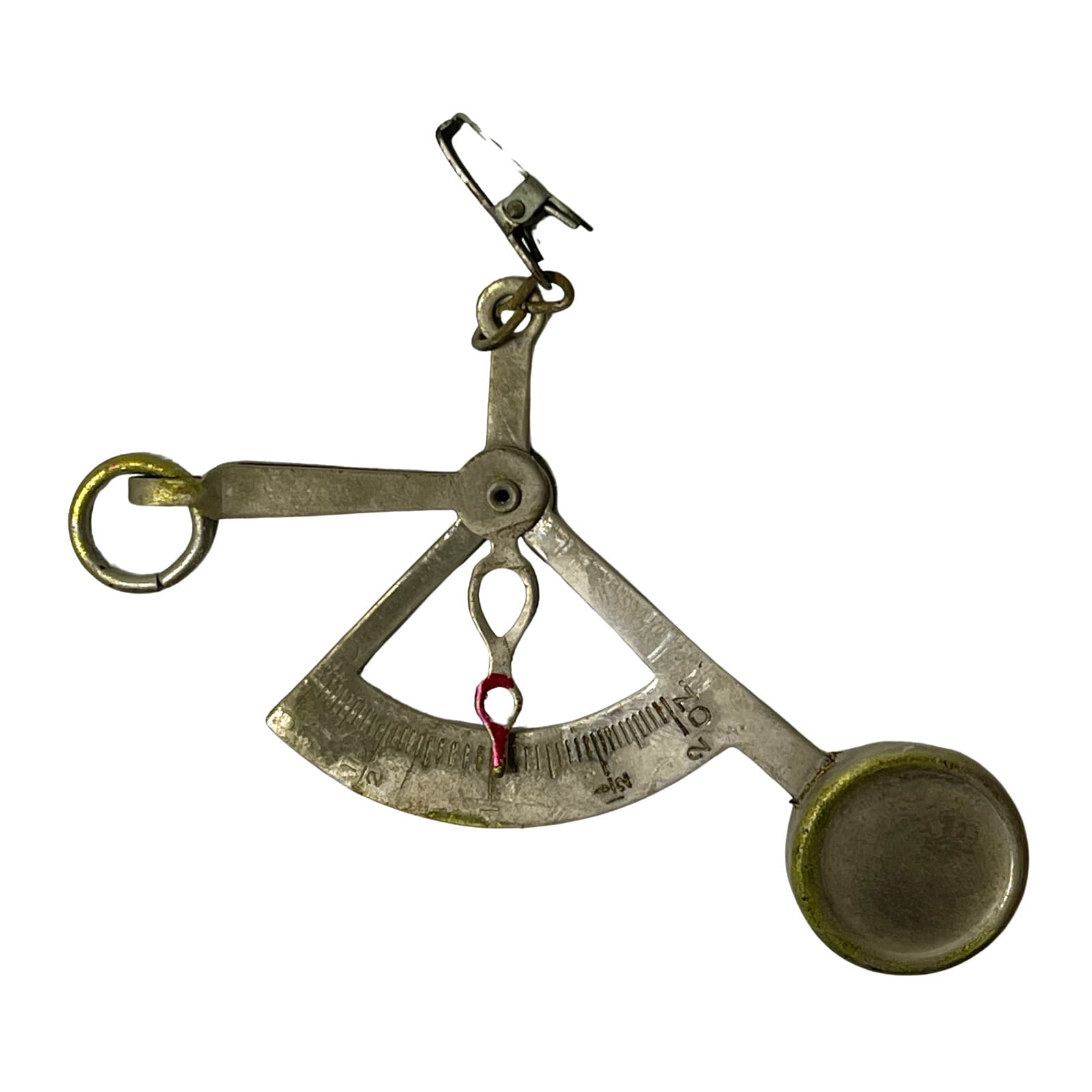 Vintage 1950s 60s Postal Scale Handheld Hanging w/ Leather Case Brass Balance 2