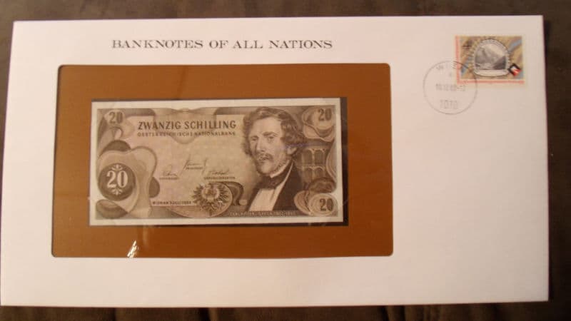 Banknotes of All Nations Austria 20 Shilling  1967 UNC P 142 Prefix k