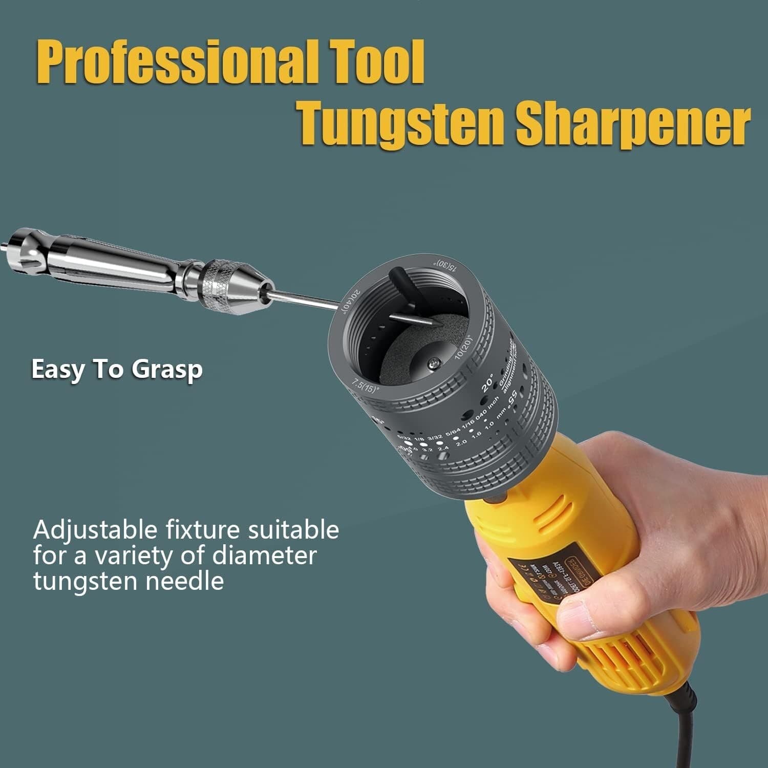 Tungsten Electrode Sharpener Grinder for TIG Welding, 6 Sizes 10 Angles 6