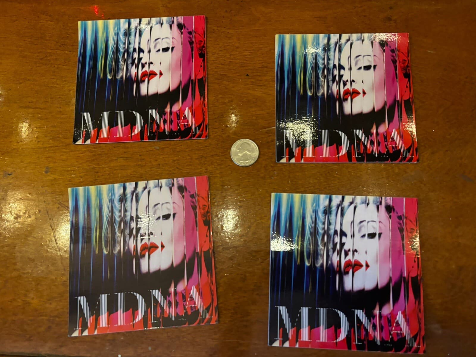 MADONNA  PROMO original STICKER. ( Lot of 4)-)  Plus free flag sticker