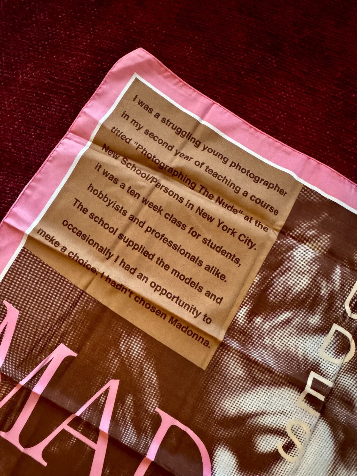 MADONNA SEALED  PINK  NUDES 1979 JAPAN SILK SCARF HOLY CROSS OFFICIAL TAG PROMO 5