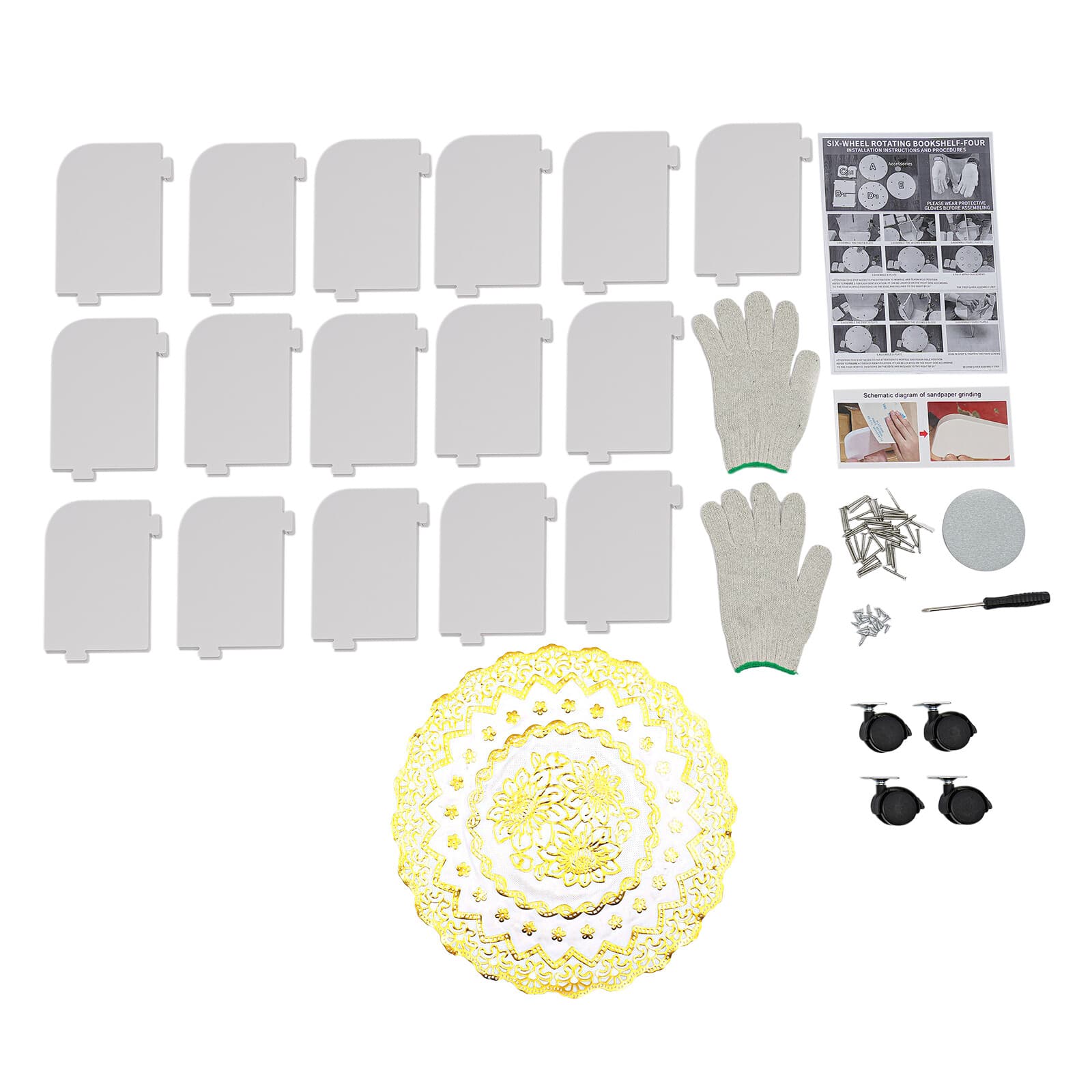 4 Tier White 360° Revolving Bookcase Round Display Book Shelf Rotating Bookshelf 5