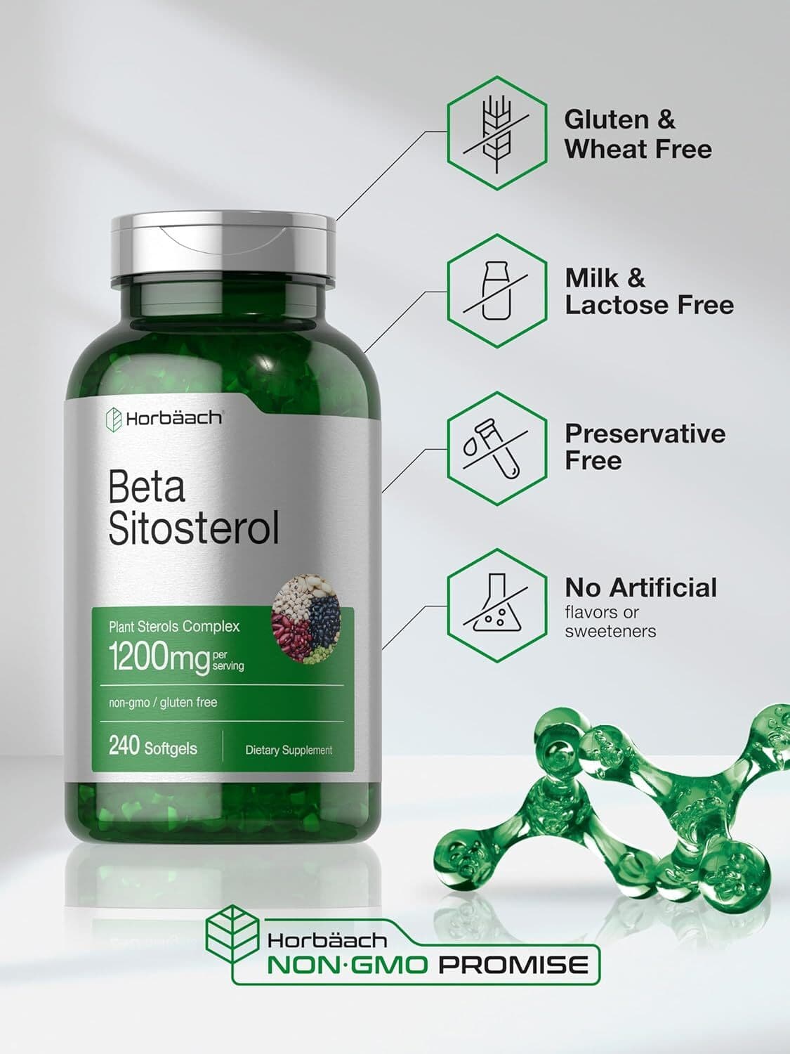 Beta Sitosterol | 1200mg | 240 Softgel | Plant Sterols Complex | by Horbaach 5