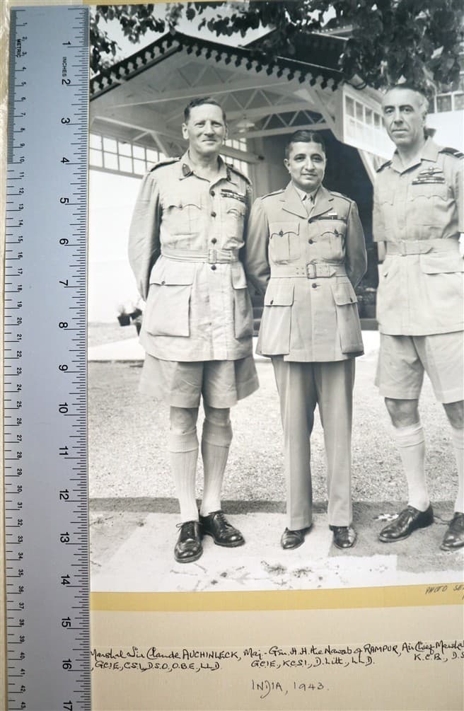 Original 1943 Photograph General Auchinleck / Nawab Of Rampur / Air Chief Peirse 4