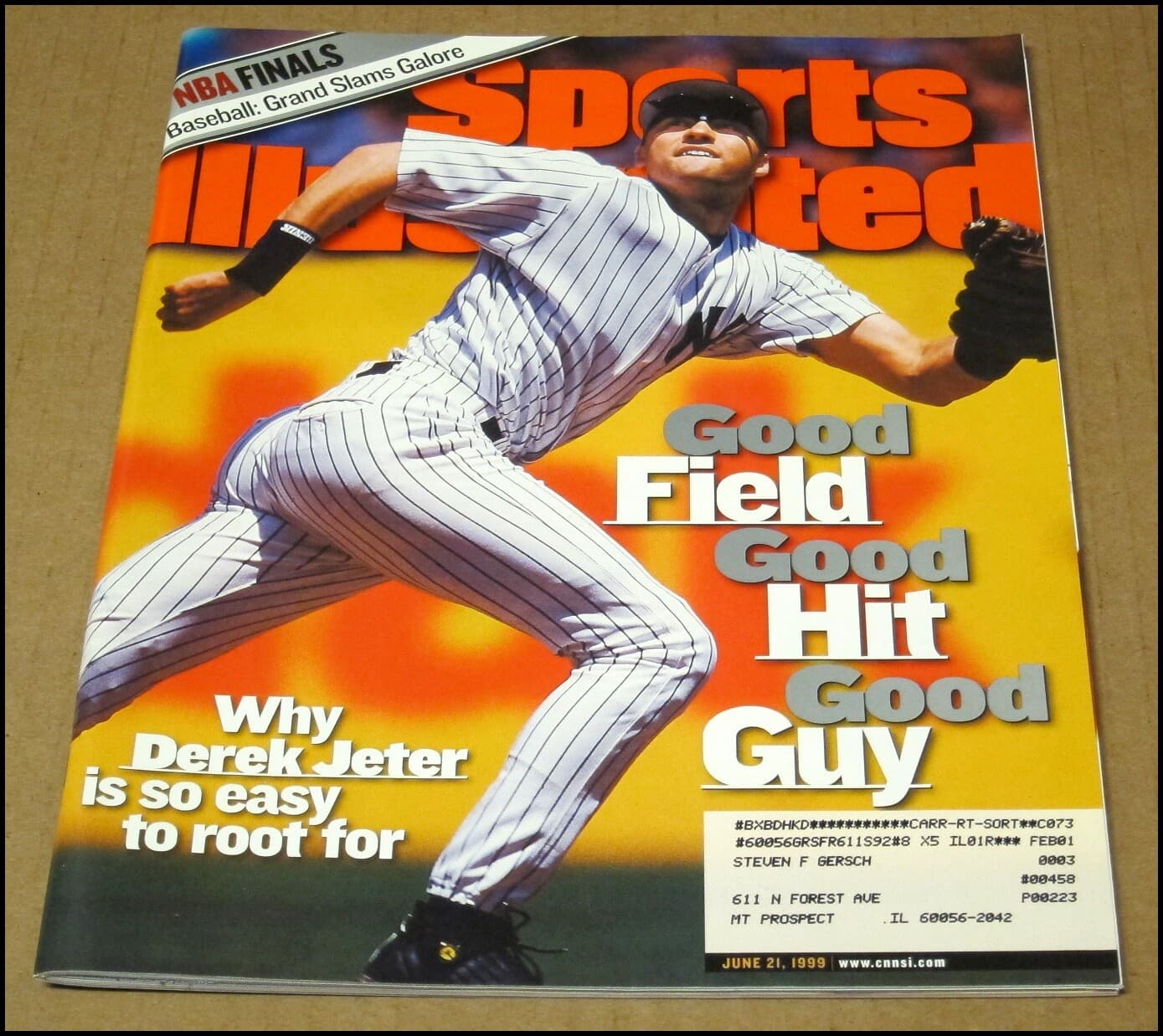 6/21/1999 Sports Illustrated Derek Jeter New York Yankees Knicks NBA NHL Finals 2