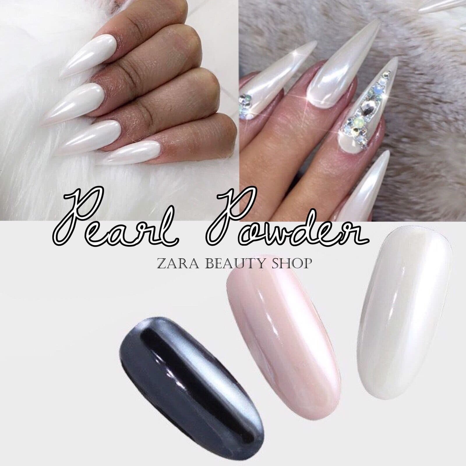 WHITE CHROME POWDER Pigment Pearl Nails Nail Art Crystal Shiny Dust Glazed Donut 5
