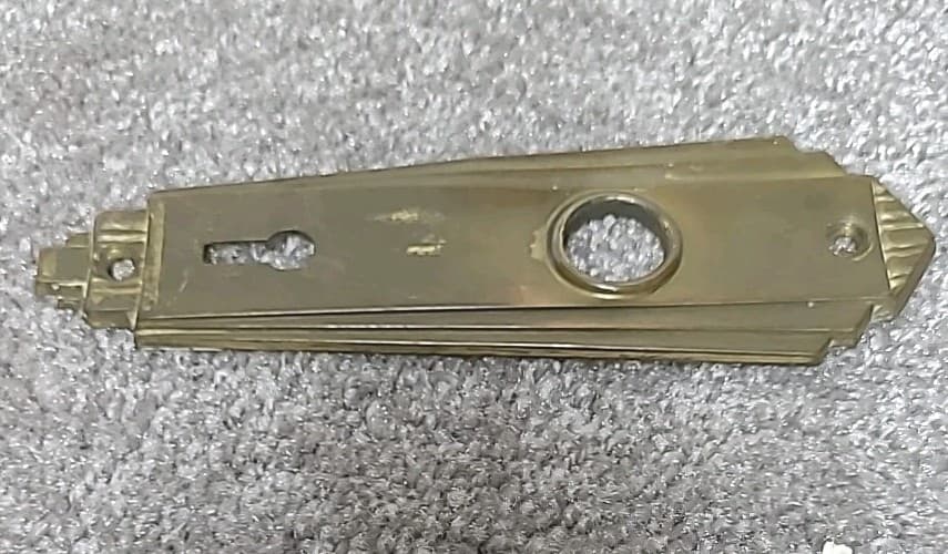 Set of 4 Brass Art Deco Door Knob Backplates with Key Holes 6"x1.75" Ships FREE 4