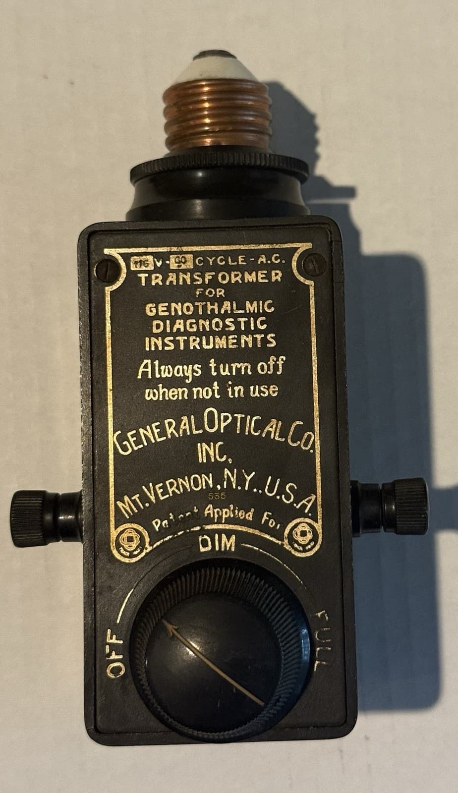 Antique Transformer  Genothalmic Diagnostic Instruments 1915 General Optical