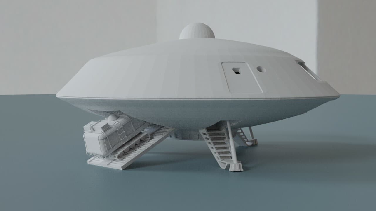 Lost In Space Jupiter 2 Spaceship w/ ramp and Chariot 3D Printed Lunar Moebius 2