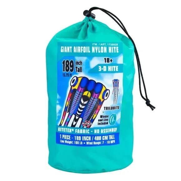 Giant 189" Trilobite Airfoil Nylon 3D Kite For Adults +Bag + Winder + 100lb line 6