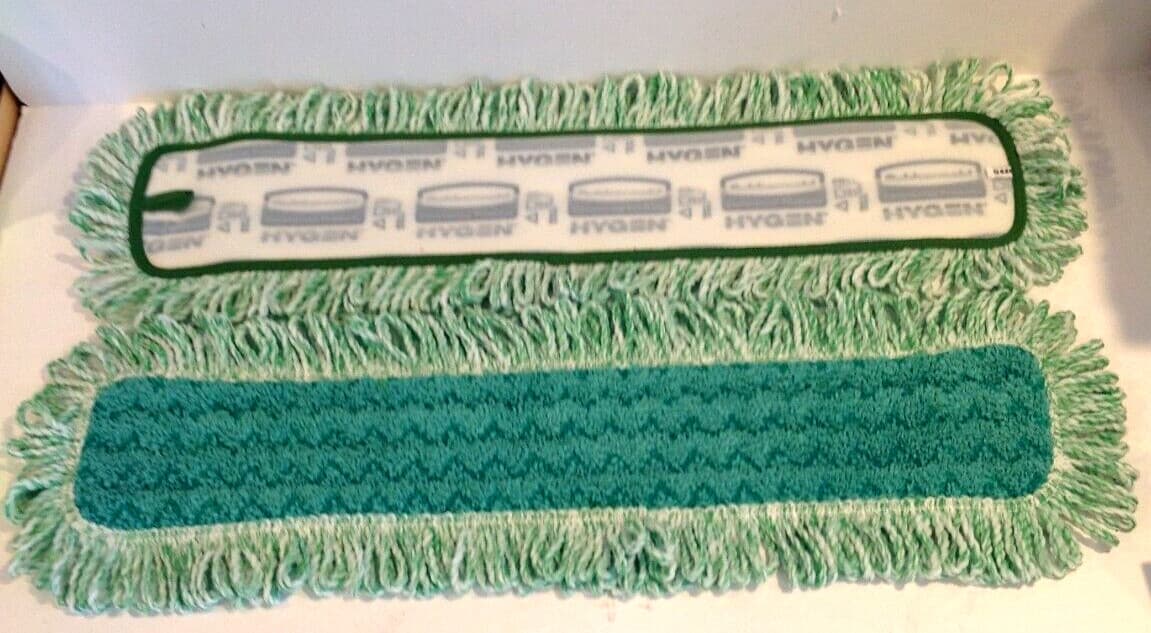 Lot of 2 Rubbermaid HYGEN Q426 Microfiber Fringed Dust Mop Pad 24 x 9" Green New 2